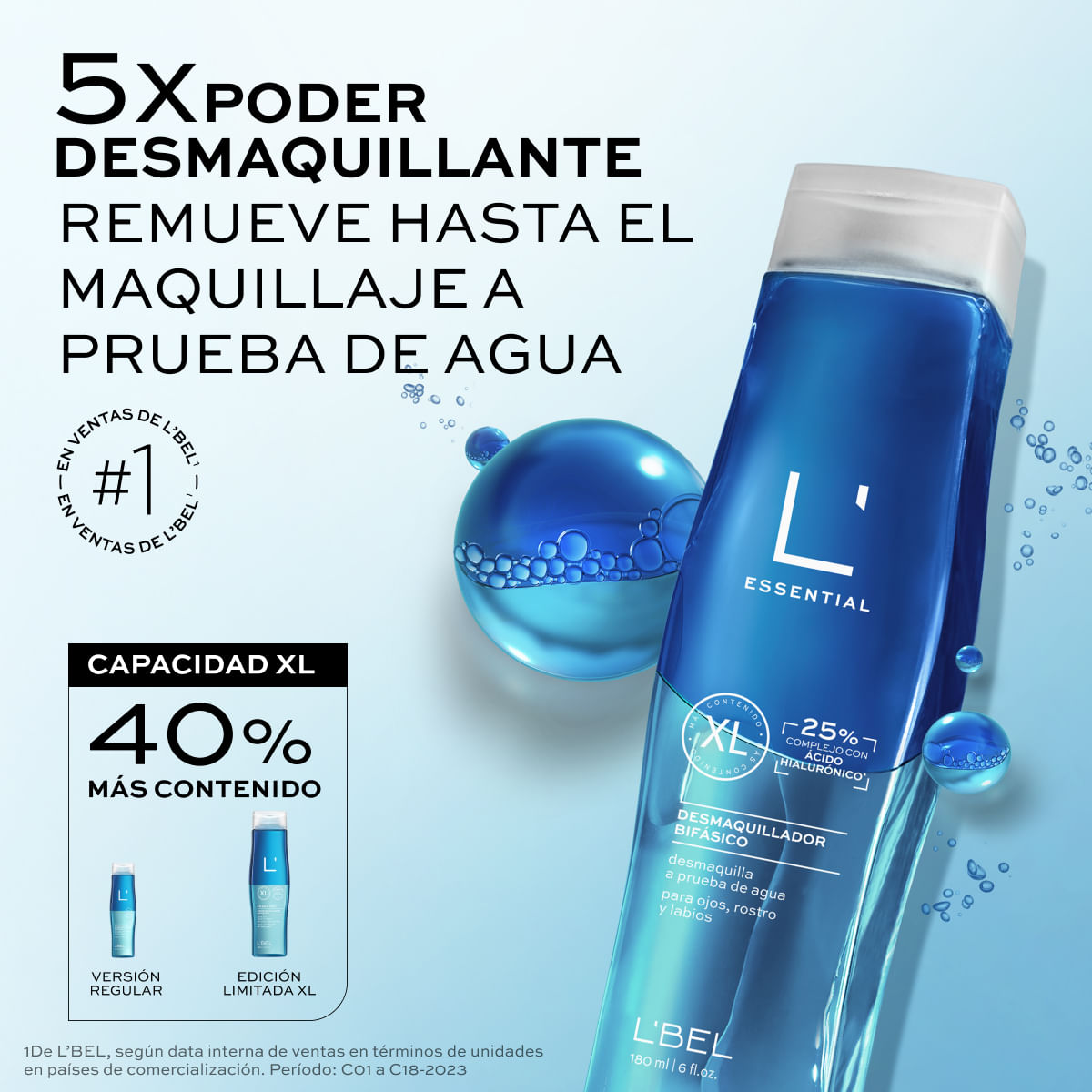 Loción Desmaquillante Bifásica Hidratante para Ojos y Rostro. 180 ml. de LBel - Miniatura 2