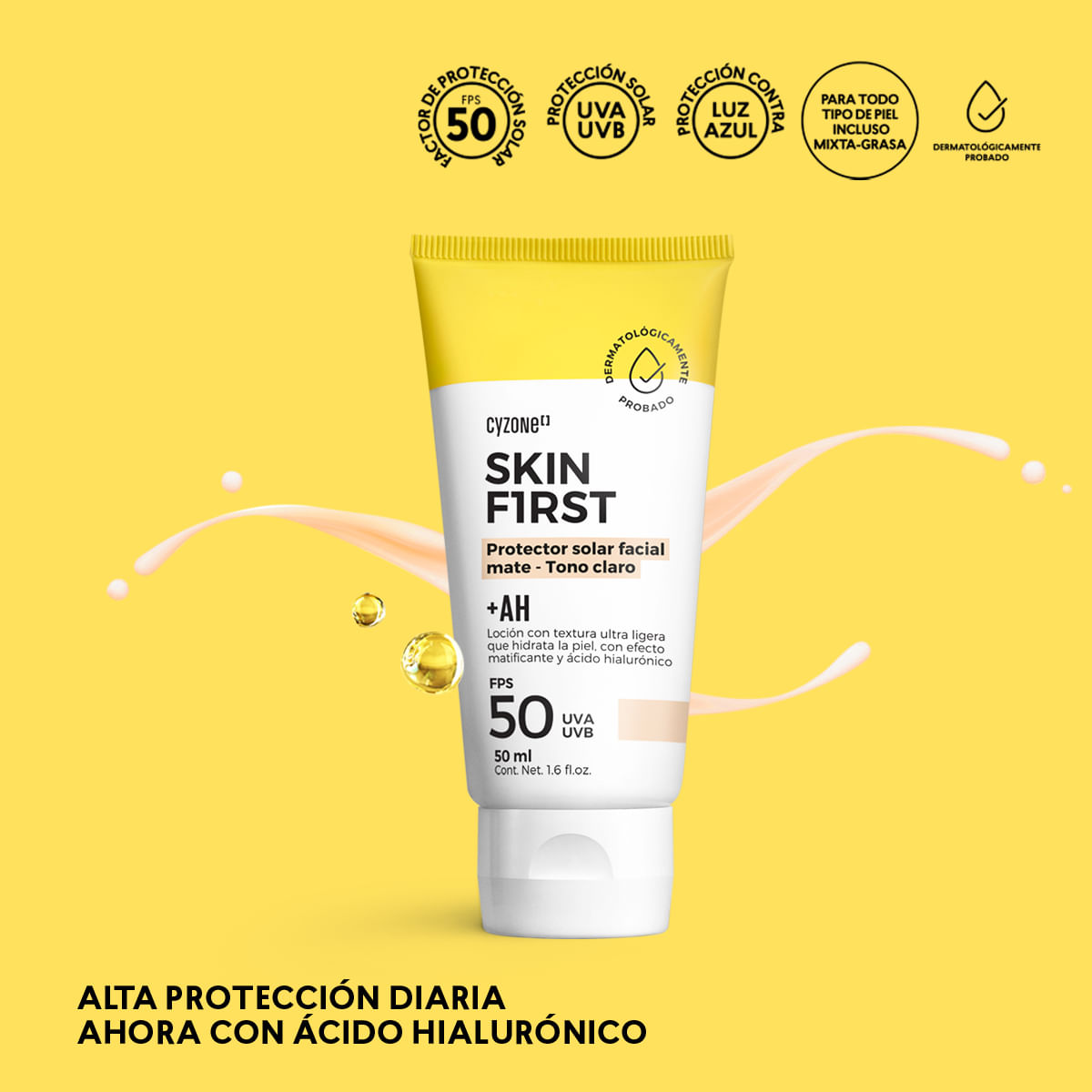 Crema Protector Solar Facial Skin First con color, 50 ml de Cyzone - Miniatura 4